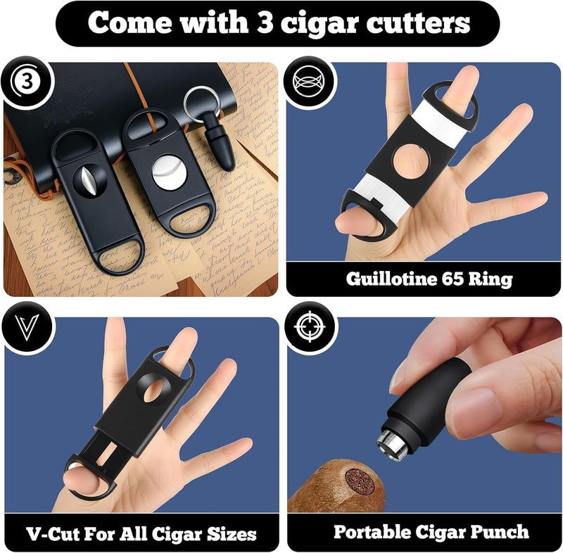Besuper Premium Extra Large Wooden Cigar Ash Tray with 3 Cigar Cutter set, Cigarette Ashtray for Smokers Outside Patio Home Office Bar Use - Image 2